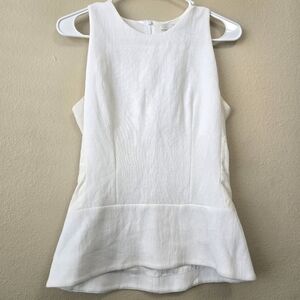 VICTORIA BECKHAM V-Neck Peplum High Low Sleeveless Cotton | Silk Top Blouse US 6
